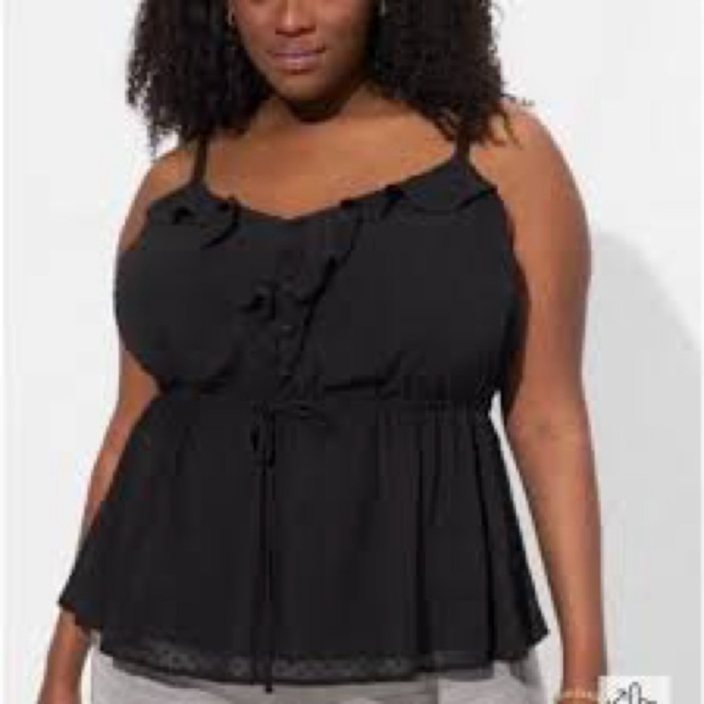 NWT torrid Black Chiffon Clip Dot Tank, size 1X - 14/16, Plus Size